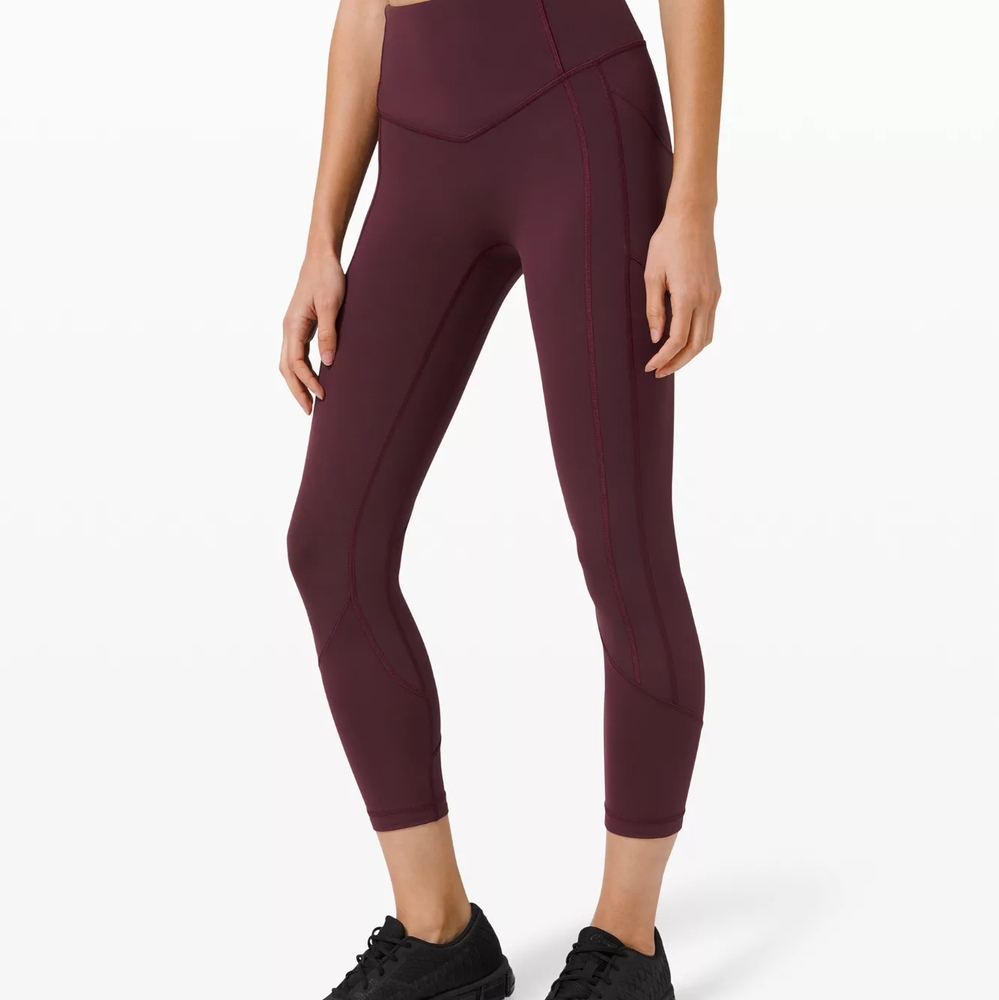Lululemon All The Right Places Burgundy Leggings Sz 4